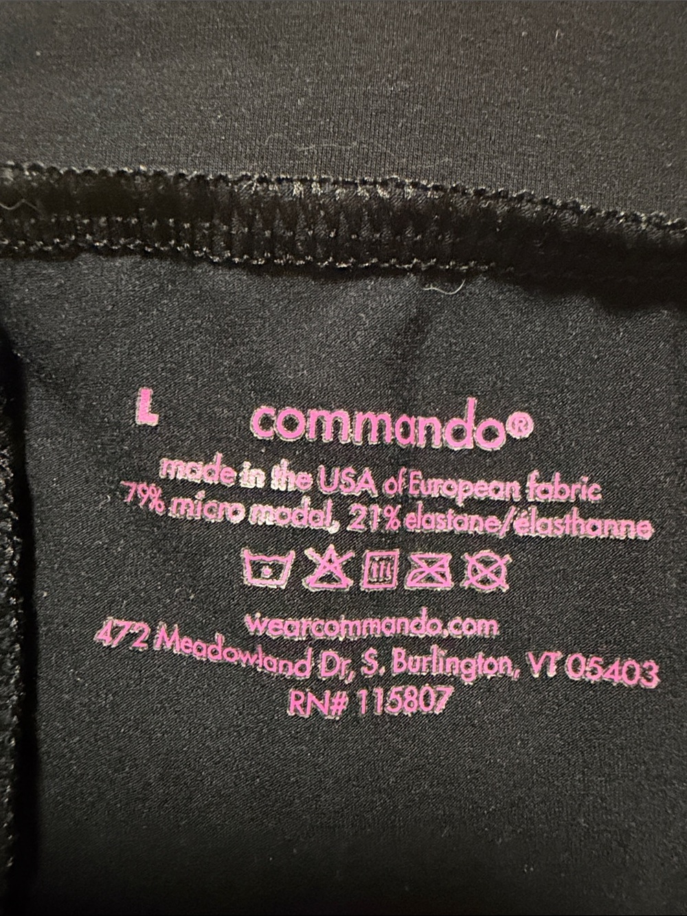 Commando Black Leggings with Pink Logo Print